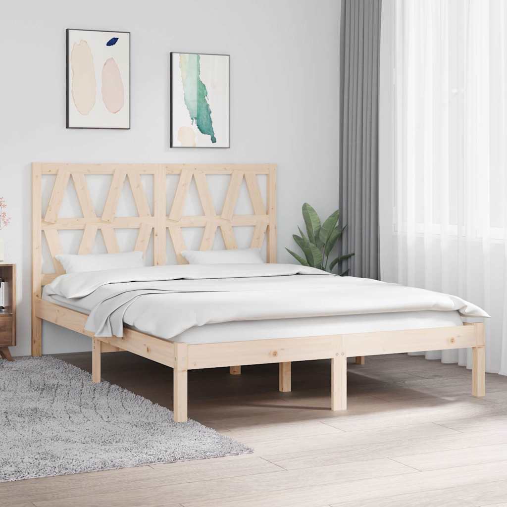 vidaXL Rama ��ka, lite drewno sosnowe, 140x190 cm