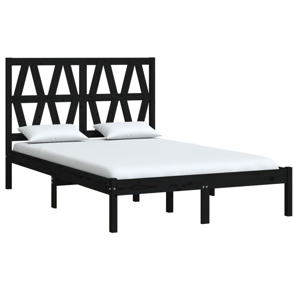 vidaXL Bedframe massief grenenhout zwart 140x190 cm afbeelding