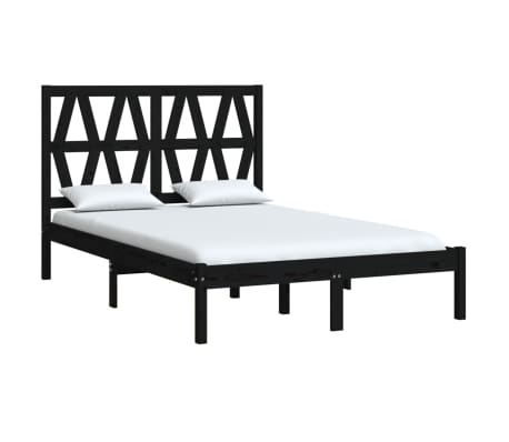 vidaXL Bedframe massief grenenhout zwart 140x190 cm