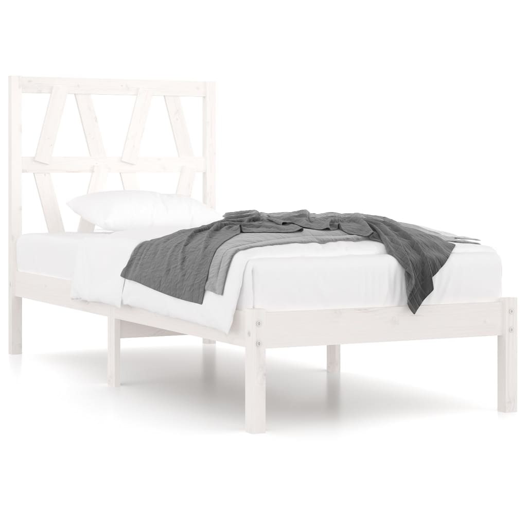 vidaXL Bedframe massief grenenhout wit 90x200 cm