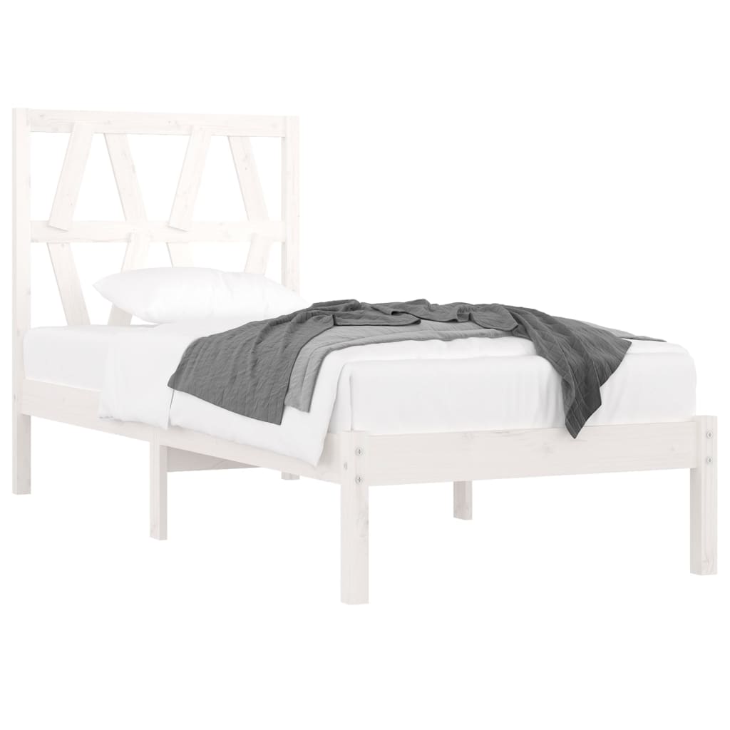 vidaXL Bedframe massief grenenhout wit 90x200 cm afbeelding