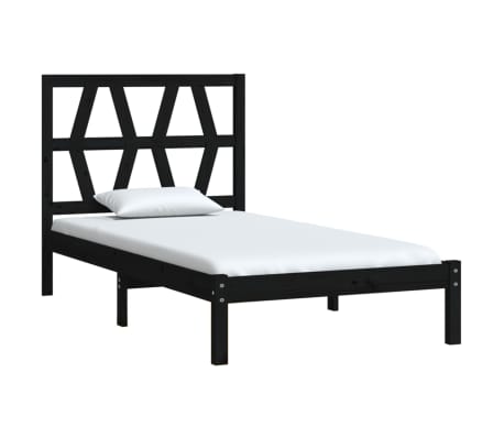 vidaXL Lovos rėmas, juodos spalvos, 100x200cm, pu&scaron;ies medienos masyvas