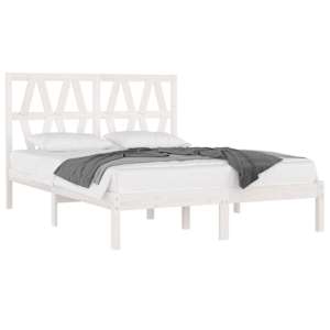 vidaXL Bedframe massief grenenhout wit 150x200 cm