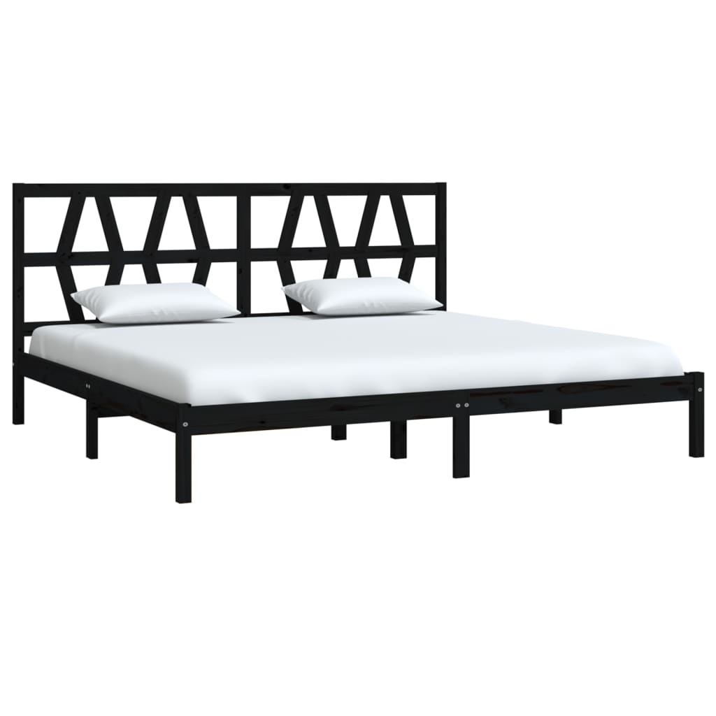 vidaXL Bedframe massief grenenhout zwart 200x200 cm afbeelding
