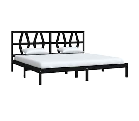 vidaXL Sengeramme svart heltre furu 200x200 cm