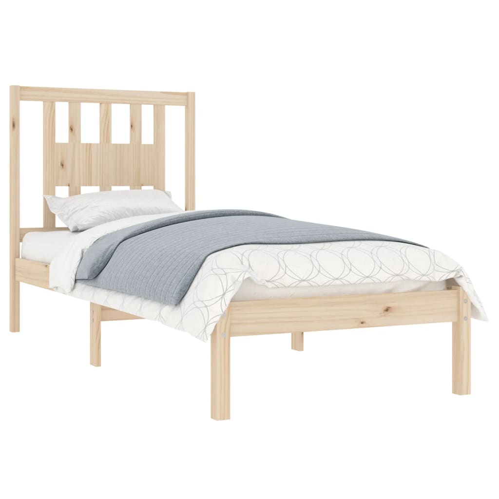 vidaXL Estructura de cama individual pequeña sin colchón madera maciza