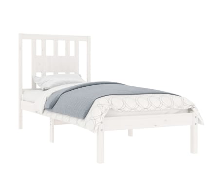 vidaXL Lovos rėmas, baltas, 75x190cm, medienos masyvas, vienvietis