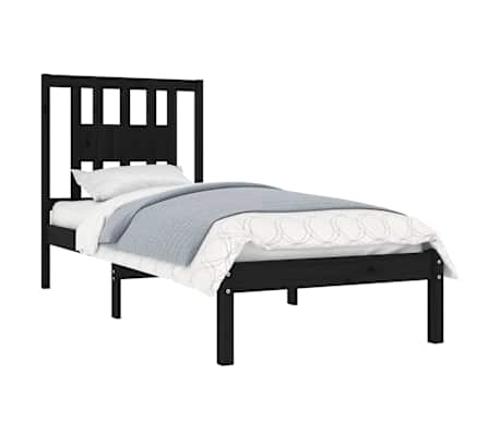 vidaXL Sengeramme svart heltre 75x190 cm Small Single