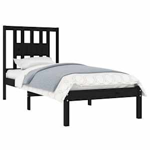 vidaXL Sengeramme svart heltre 75x190 cm Small Single