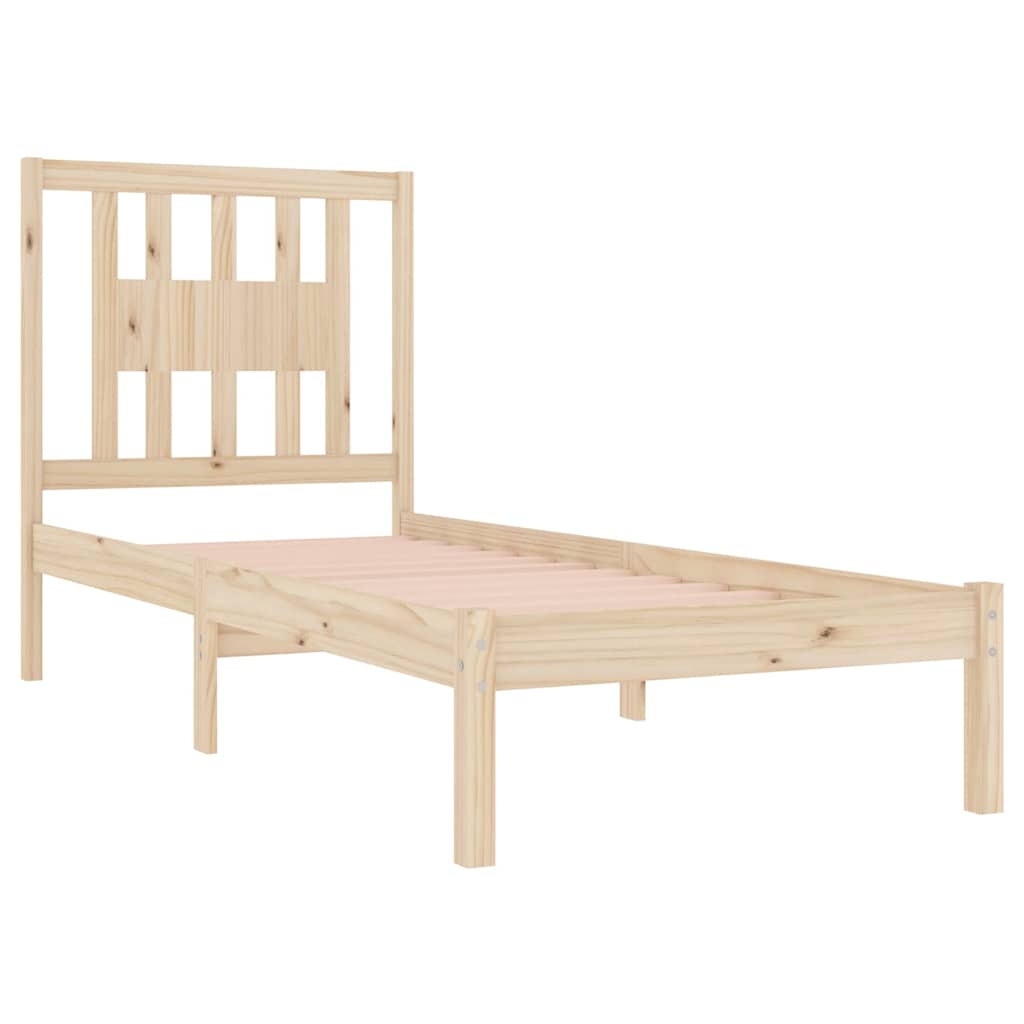 Cadre De Lit Simple 100x210 Cm En Pin Massif - Avec Tête Et Pied De Lit, Sommier à Lattes - Hauteur 29 Cm Avec Rangement Dessous - Blanc