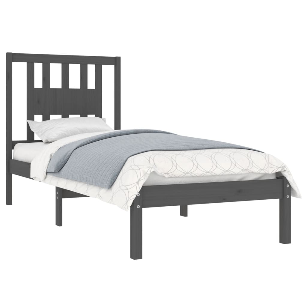 

vidaXL Bedframe massief hout grijs 90x190 cm 3FT Single