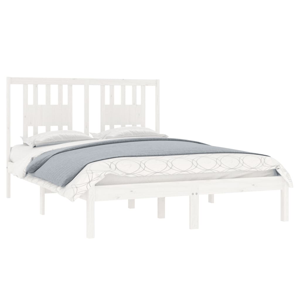 

vidaXL Bedframe massief hout wit 135x190 cm 4FT6 Double