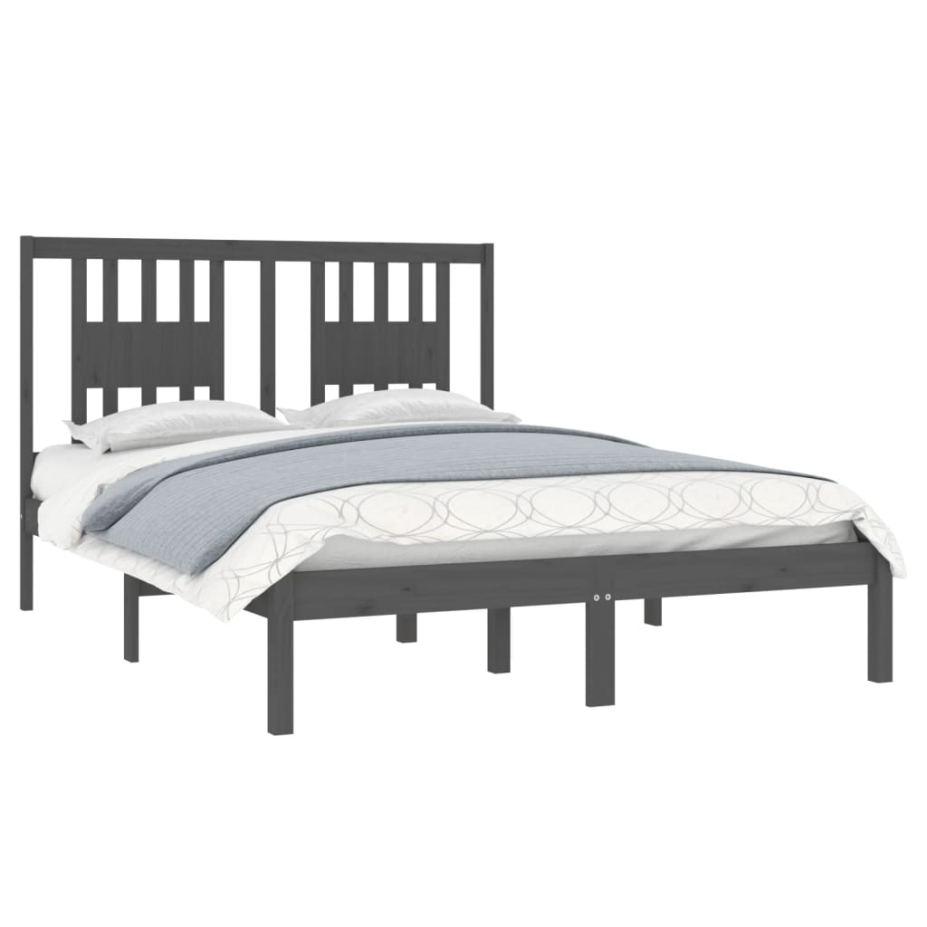 

vidaXL Bedframe massief grenenhout grijs 140x190 cm