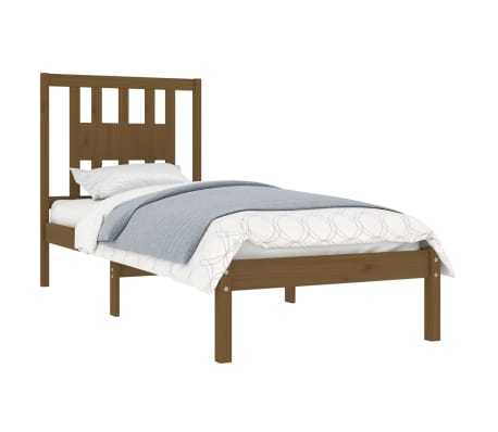 vidaXL Lovos rėmas, medaus rudas, 90x200cm, pu&scaron;ies medienos masyvas