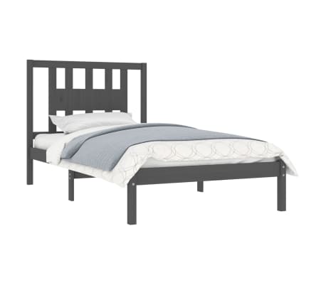 vidaXL Lovos rėmas, pilkos spalvos, 100x200cm, pu&scaron;ies medienos masyvas