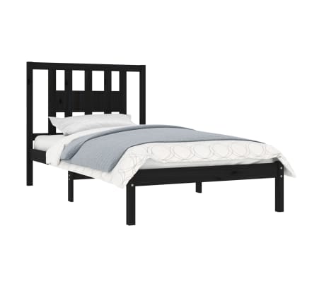 vidaXL Рамка за легло, черна, бор масив, 100х200 см