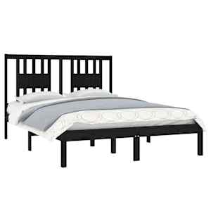 vidaXL Lovos rėmas, juodos spalvos, 120x200cm, pu&scaron;ies medienos masyvas