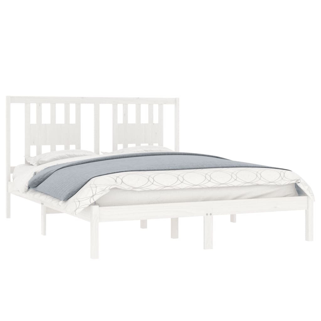 vidaXL Bedframe massief grenenhout wit 140x200 cm afbeelding