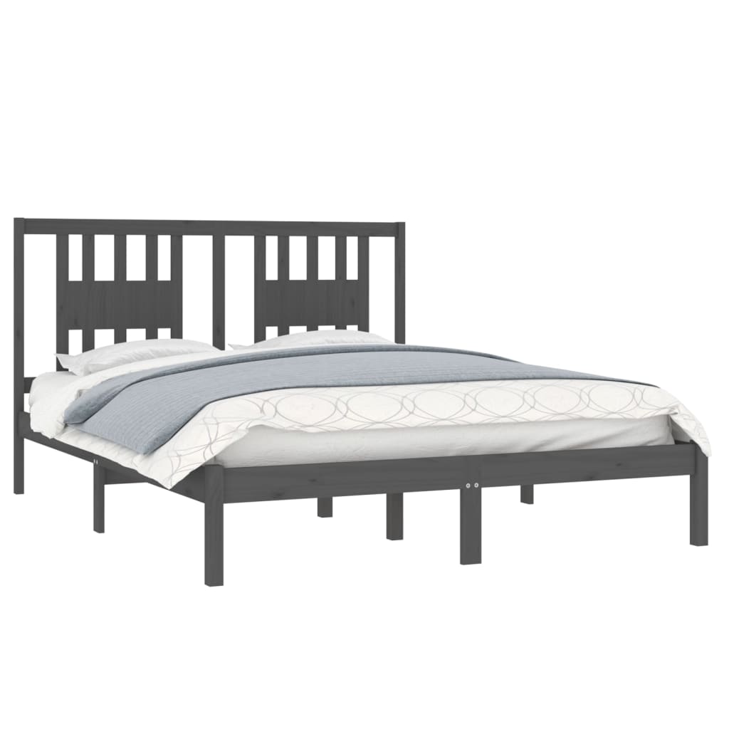 vidaXL Bed Frame Grey Solid Wood Pine 140x200 cm