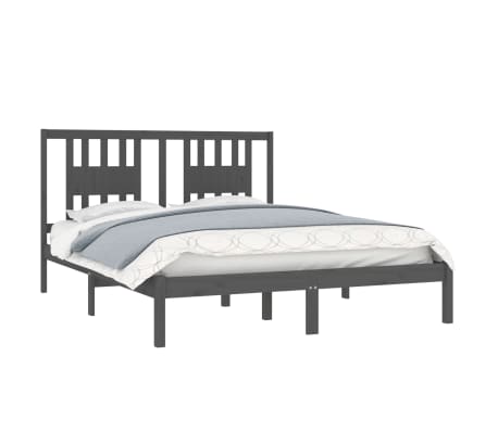 vidaXL Bed Frame Grey Solid Wood Pine 140x200 cm