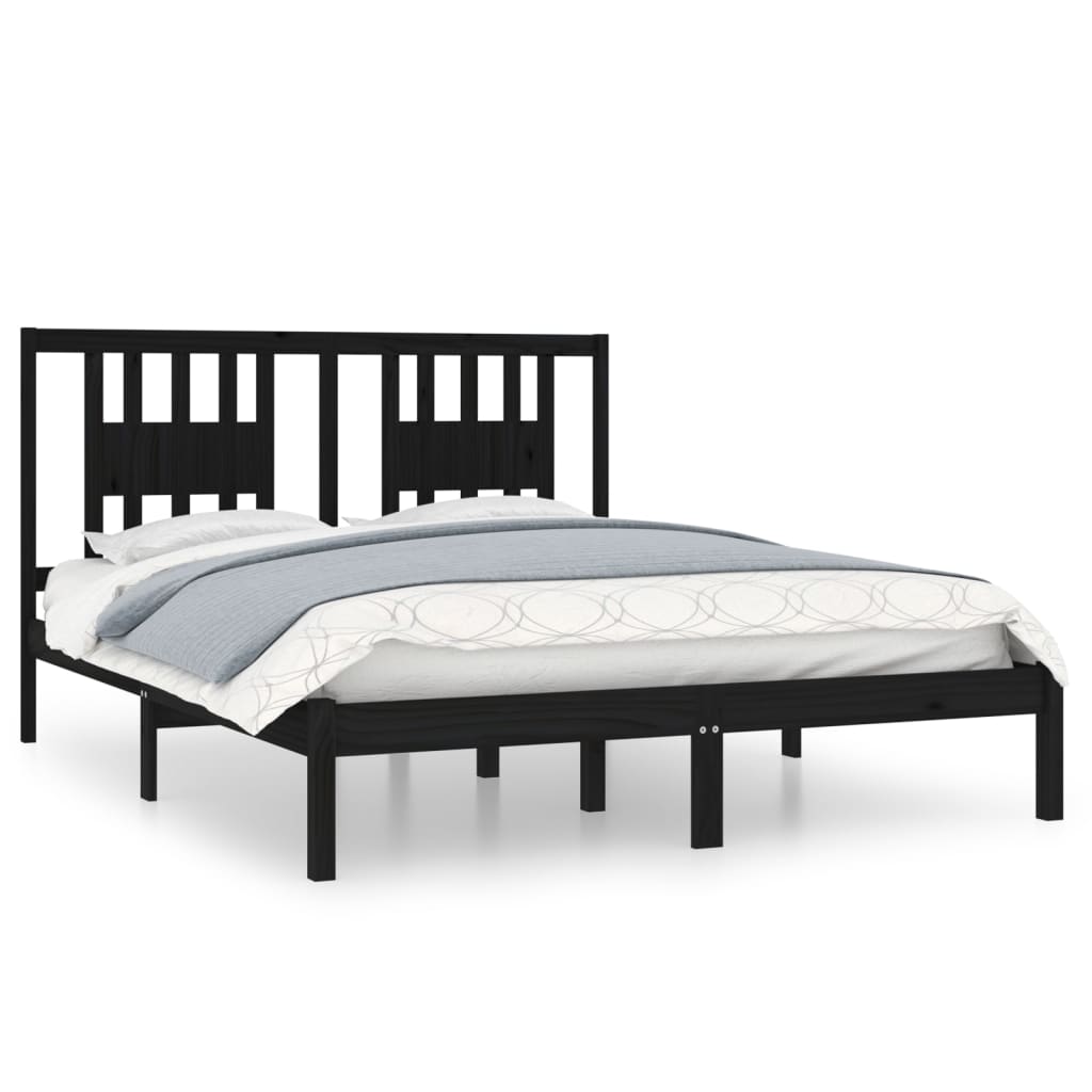 

vidaXL Bedframe massief grenenhout zwart 140x200 cm