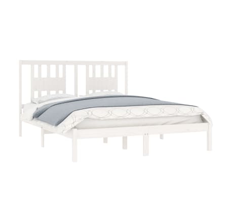 vidaXL Lovos rėmas, baltas, 150x200cm, medienos masyvas, didelis