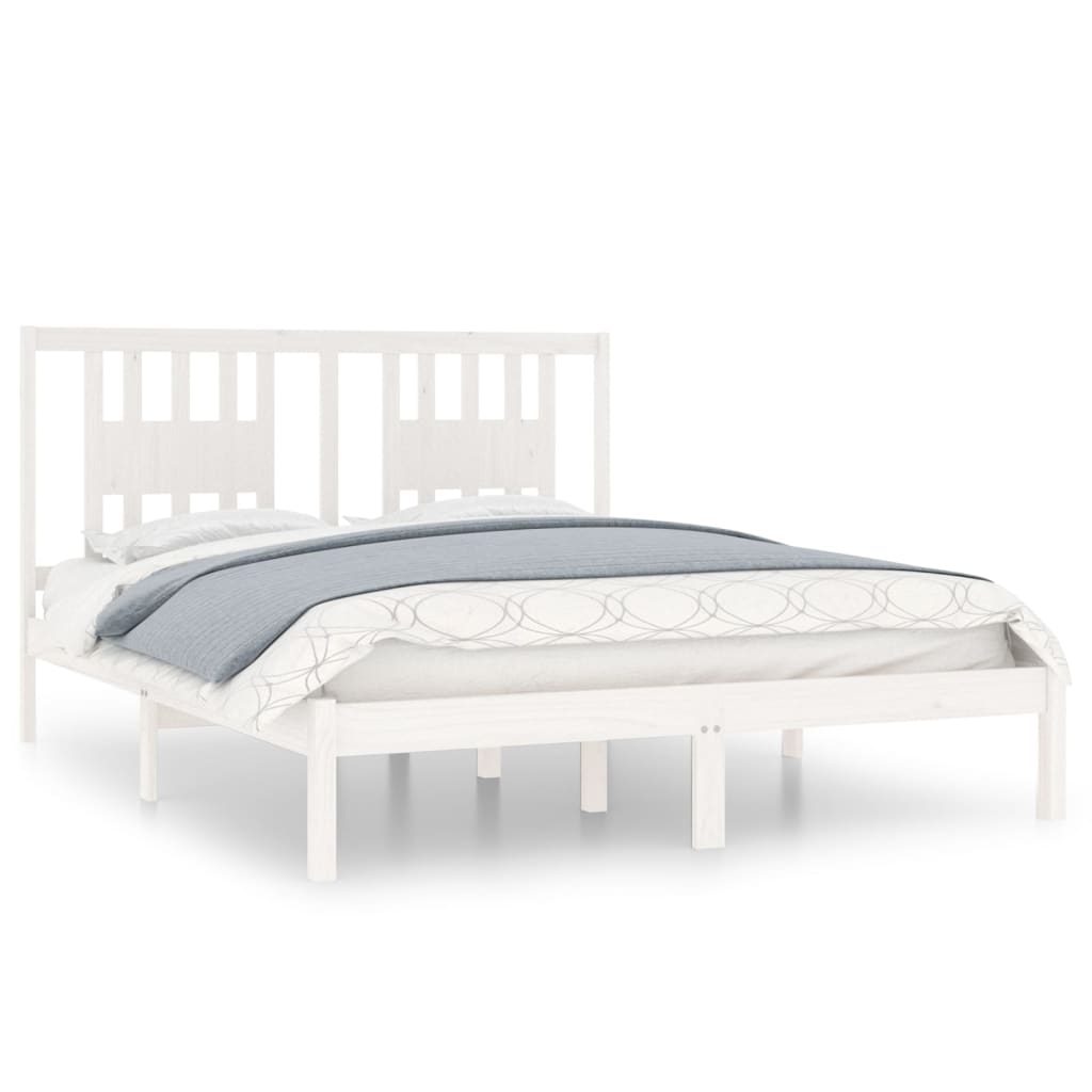 vidaXL Bedframe massief grenenhout wit 160x200 cm