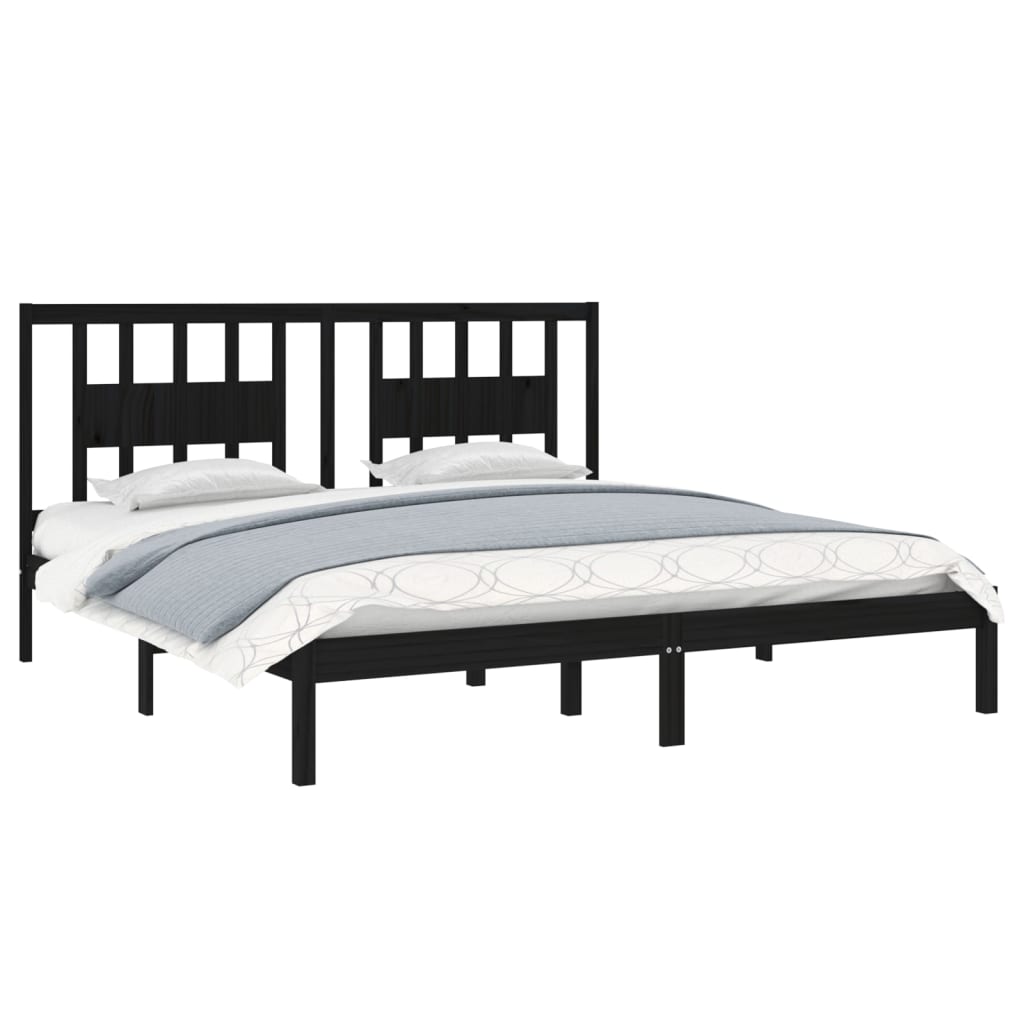 vidaXL Bedframe massief grenenhout zwart 200x200 cm afbeelding