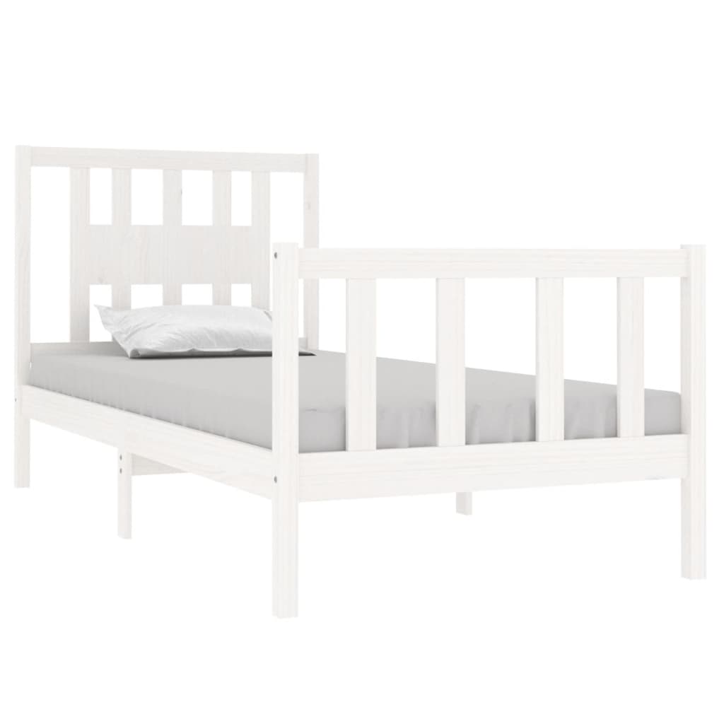 

vidaXL Bedframe massief hout wit 75x190 cm 2FT6 Small Single