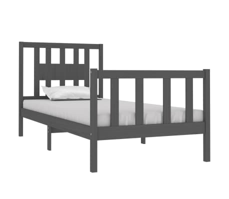 vidaXL Lovos rėmas, pilkas, 75x190cm, medienos masyvas, vienvietis