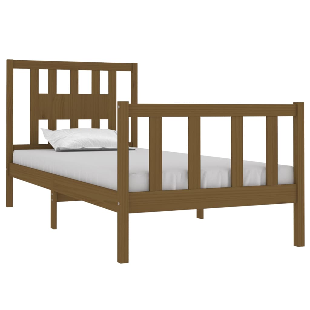 

vidaXL Bedframe massief hout honingbruin 75x190 cm 2FT6 Small Single