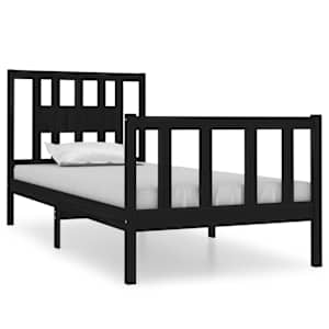 Rám postele černý masivní dřevo 75 x 190 cm malé jednolůžko - obrázek 2