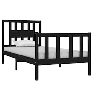Rám postele černý masivní dřevo 75 x 190 cm malé jednolůžko - obrázek 3
