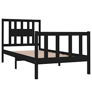 Rám postele černý masivní dřevo 75 x 190 cm malé jednolůžko - obrázek 4