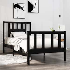 Rám postele černý masivní dřevo 75 x 190 cm malé jednolůžko - obrázek 1