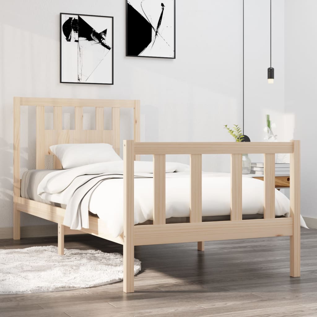 vidaXL Rama ��ka, lite drewno, 90x190 cm, pojedyncza