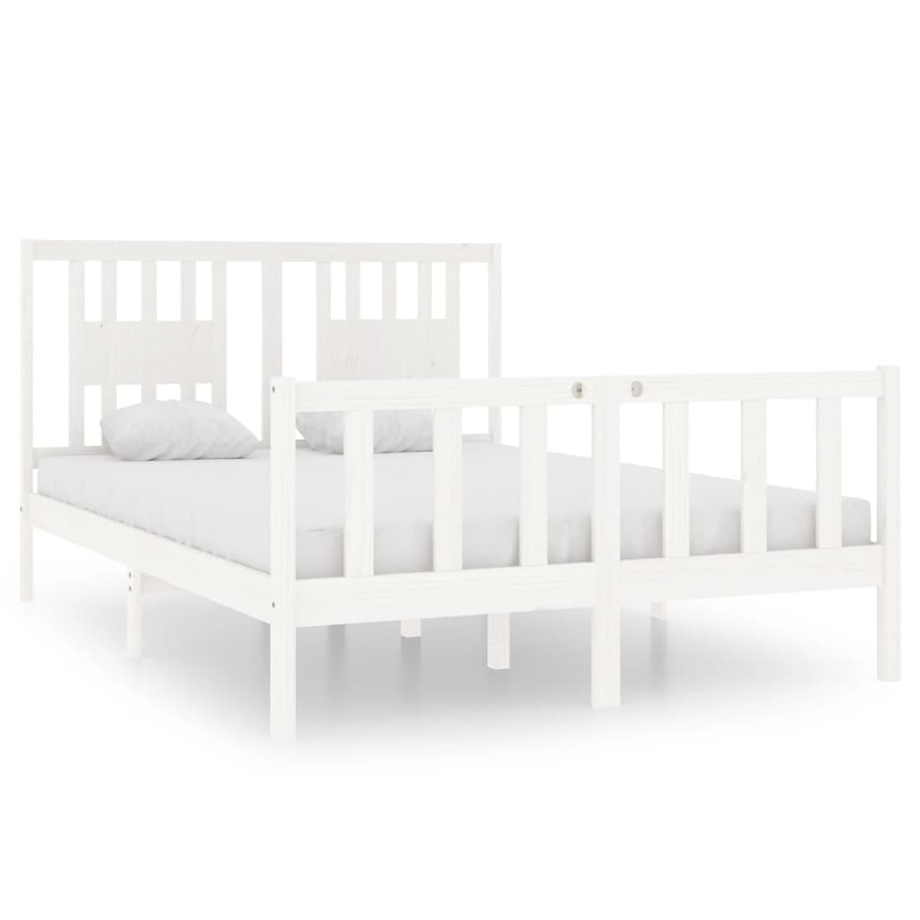 vidaXL Rám postele bílý masivní dřevo 135 x 190 cm dvojlůžko