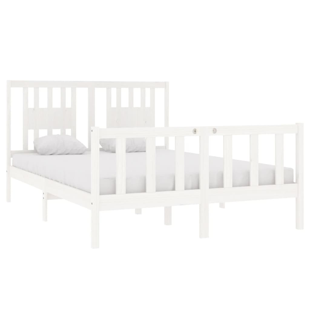 vidaXL Bedframe massief hout wit 140x190 cm afbeelding