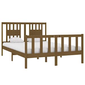 vidaXL Sengeramme honningbrun heltre 140x190 cm