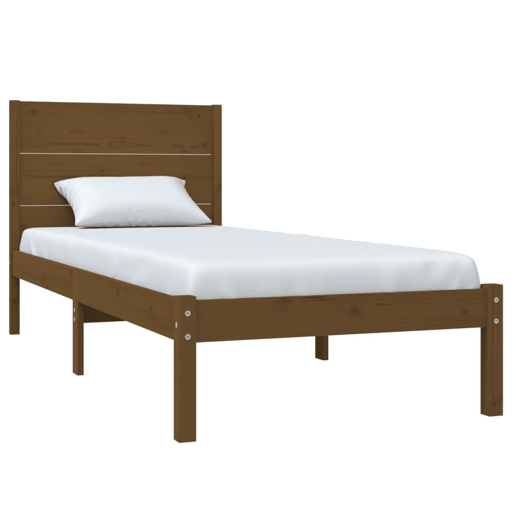 vidaXL Bedframe massief hout honingbruin 75x190 cm 2FT6 Small Single