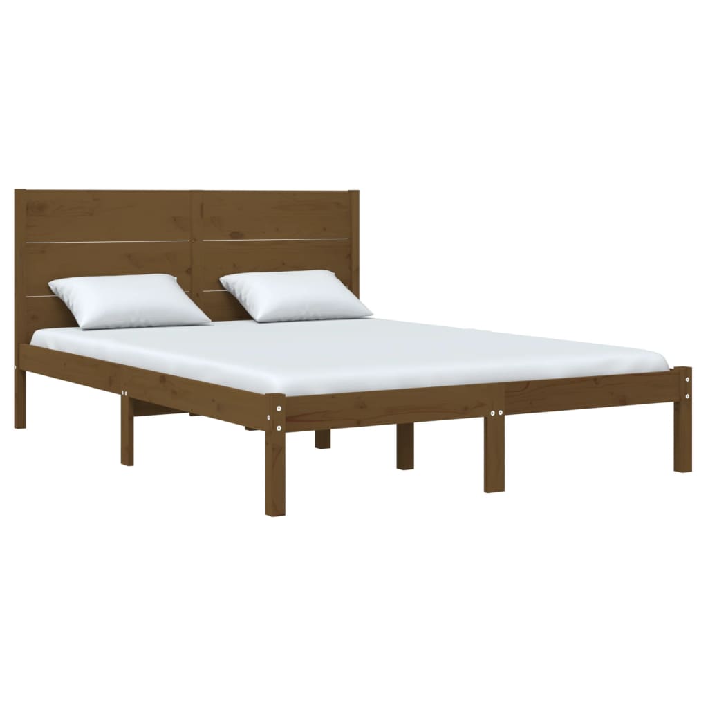 vidaXL Estructura de cama doble madera maciza marrón miel 120x190 cm