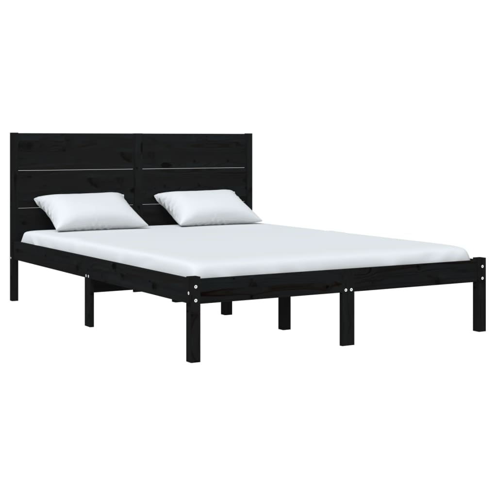 vidaXL Bedframe massief hout zwart 120x190 cm 4FT Small Double