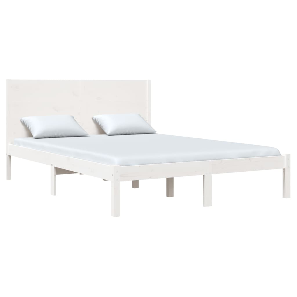 

vidaXL Bedframe massief hout wit 135x190 cm 4FT6 Double