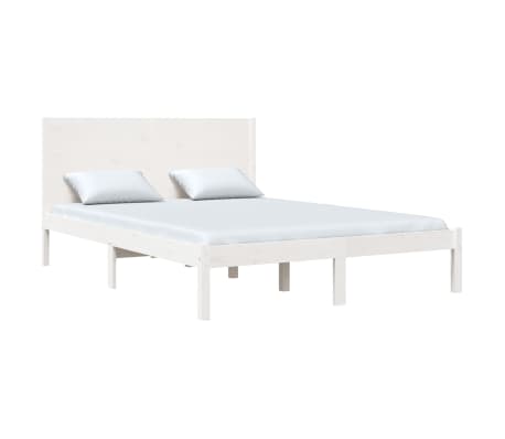 vidaXL Bedframe massief hout wit 135x190 cm