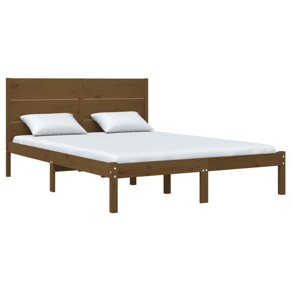 vidaXL Bedframe massief hout honingbruin 135x190 cm 4FT6 Double