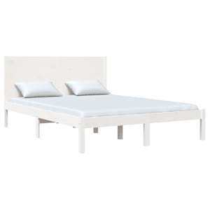vidaXL Massivholzbett ohne Matratze Wei&szlig; 140x190 cm Kiefernholz