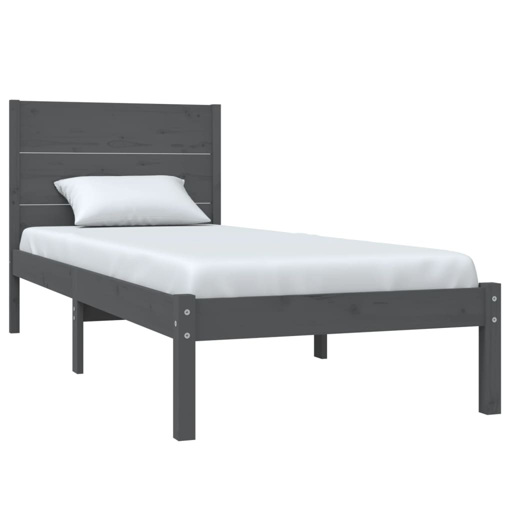 vidaXL Bedframe massief grenenhout grijs 90x200 cm