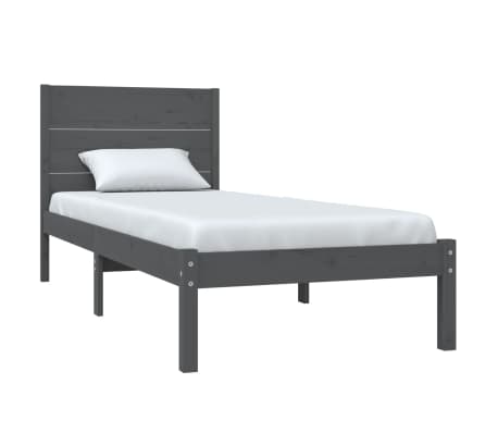 vidaXL Estructura de cama madera maciza de pino gris 90x200 cm