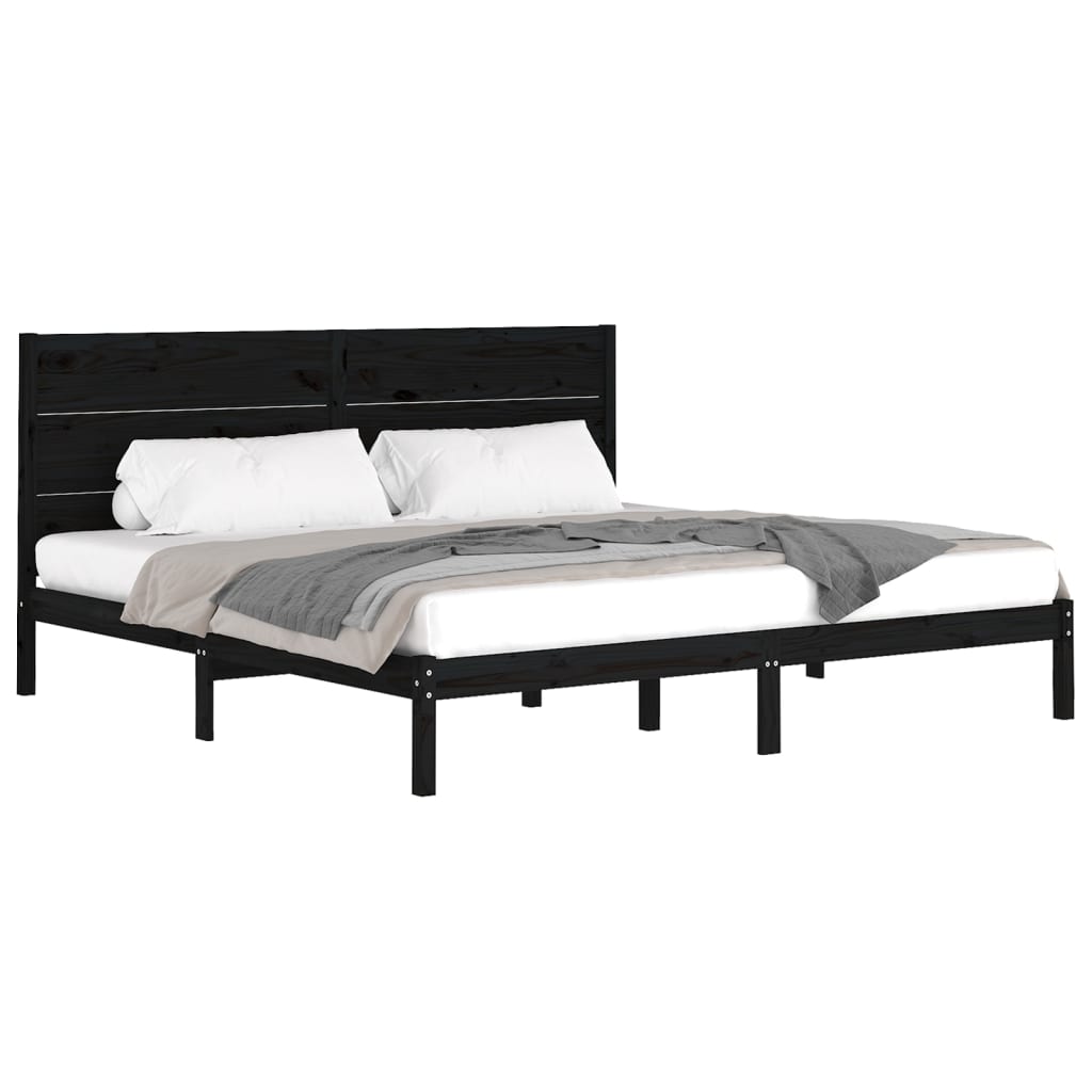 vidaXL Bedframe massief grenenhout zwart 200x200 cm afbeelding