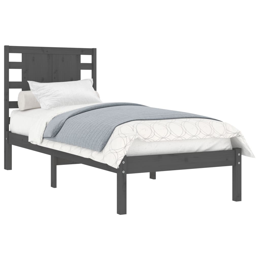 

vidaXL Bedframe massief hout grijs 90x190 cm 3FT Single
